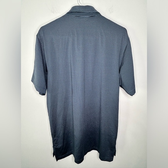 Dunning Golf Polo Shirt Men’s Medium Short Sleeve Blue Striped EUC - Picture 2 of 5